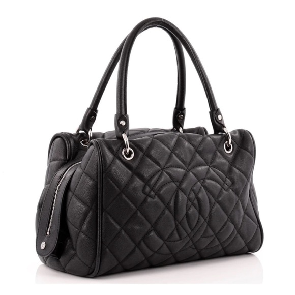 🖤 CHANEL Black Quilted Caviar Leather Timeless Classic BOWLER Bag🖤 - Picture 1 of 17